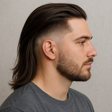 Long Hair Mid Fade Haircut