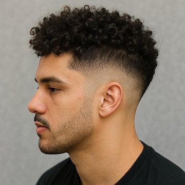 Burst Fade Haircut Curly Hair
