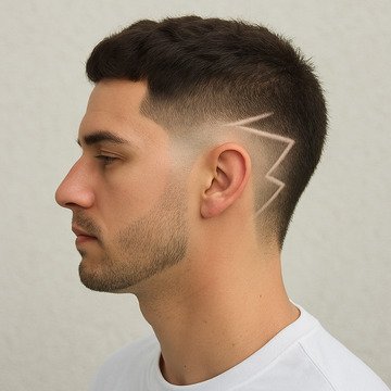burst fade haircut with design